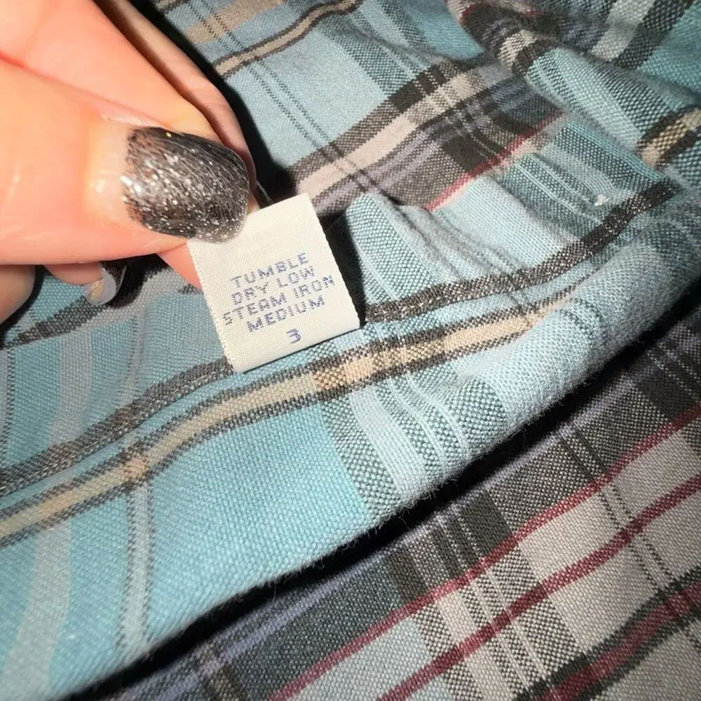 UEC Ralph Lauren BLAKE 100% COTTON BLUE GREY Plaid Shirt SZ LARGE